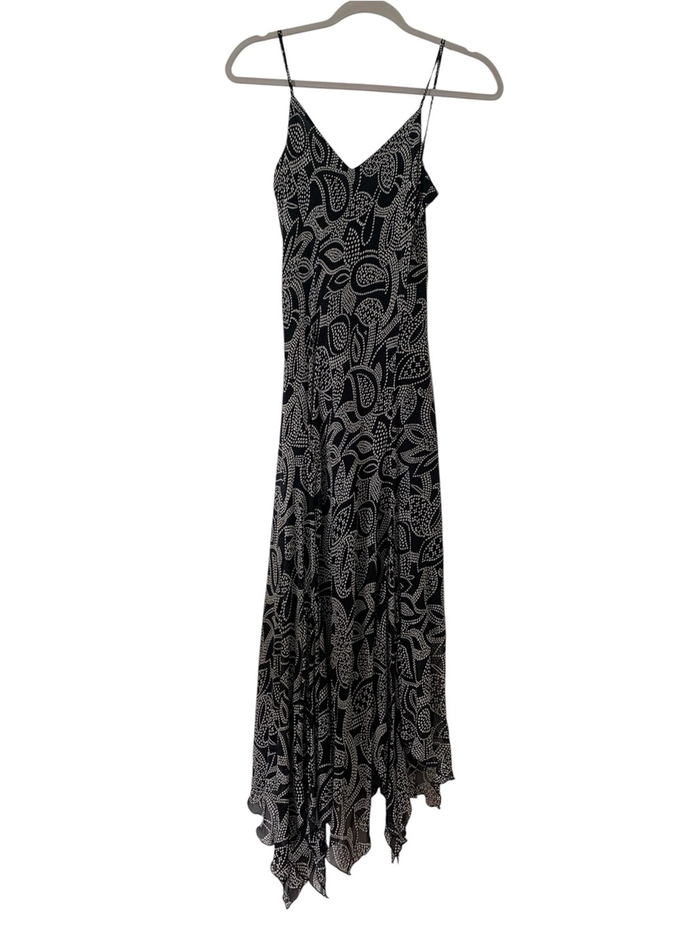 Spenser Jeremy 100% Silk Midi Dress 4 Black White Lined Whimsigoth Fairycore
